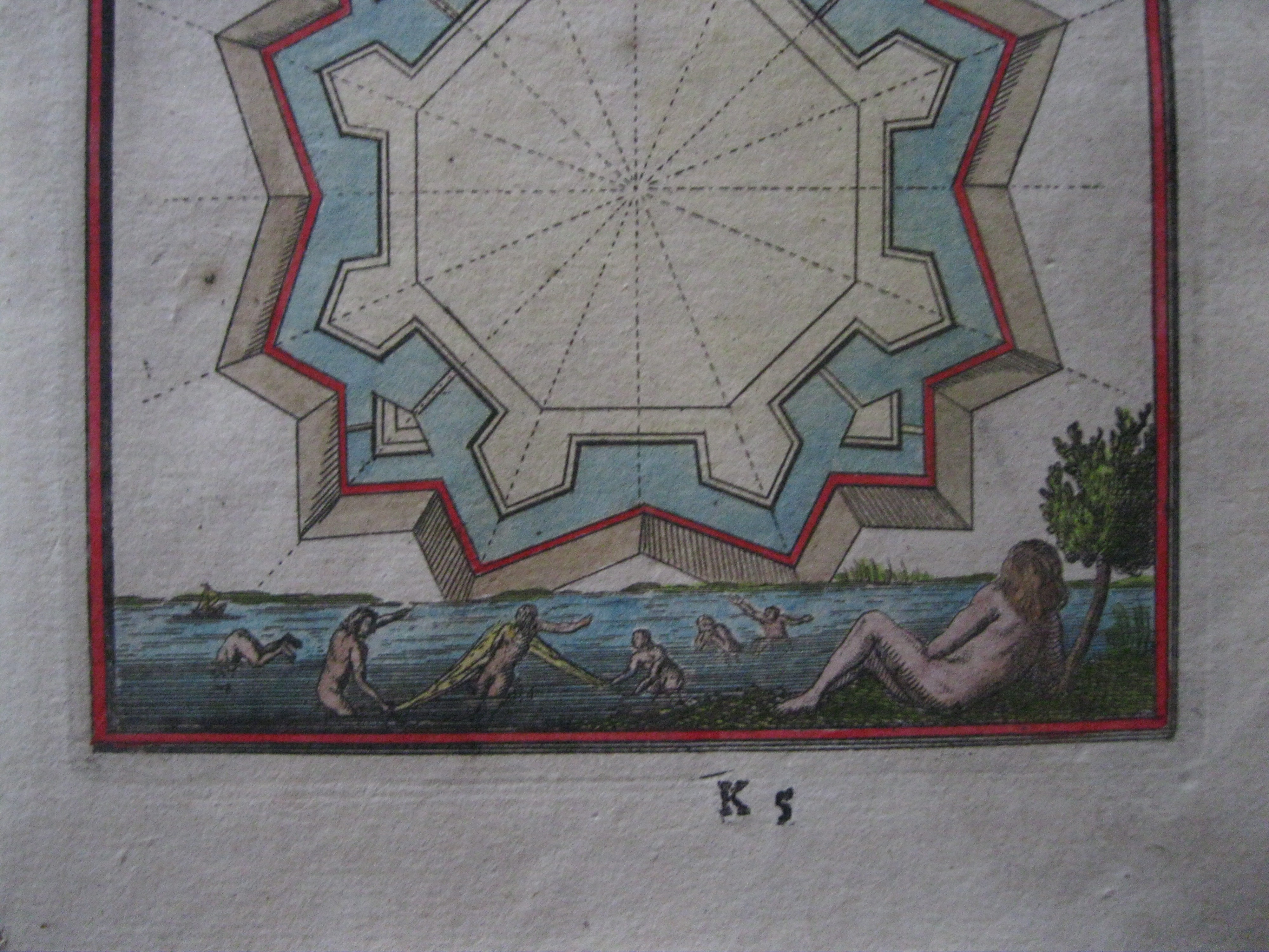 Plano de fortificación y desnudos.1696 Mallet